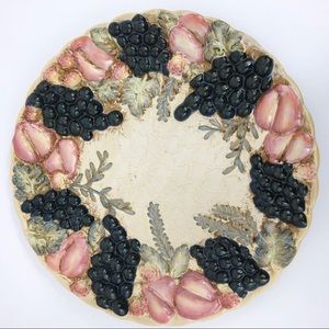 Vintage Large Ceramic Plate Decorated with Fruit